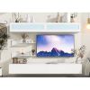 ON-TREND Wall Mount Floating TV Stand with Four Media Storage Cabinets and Two Shelves, Modern High Gloss Entertainment Center for 95+ Inch TV, 16-col