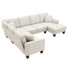 [VIDEO provided] [New] 108*85.5" Modern U Shape Sectional Sofa, 7 Seat Fabric Sectional Sofa Set with 3 Pillows Included for Living Room, Apartment, O