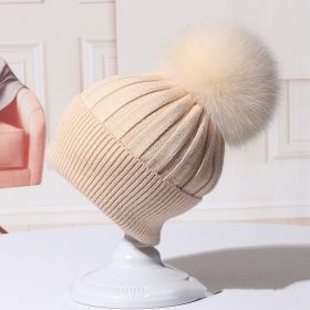 Women's Autumn Winter Woolen Cap Korean Style (Option: Beige-Adult Style)