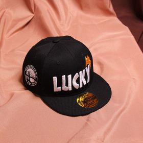 Children's Baseball Cap Tide Hiphop Flat Brim Peaked Cap (Option: Black-50to54cm Adjustment)