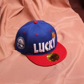 Children's Baseball Cap Tide Hiphop Flat Brim Peaked Cap (Option: Blue-50to54cm Adjustment)