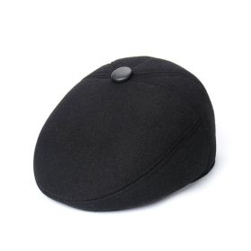 Winter Warm Fleece-lined Middle-aged And Elderly Woolen Hat (Color: Black)