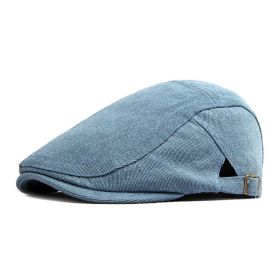 Simple Light Board Washed Denim Hat Men And Women All-match Retro Peaked Cap (Option: Smalt-Adjustable)