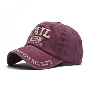 New Cotton Worn Looking Washed-out Men's Hat (Option: Washed Wine Red-Adjustable)
