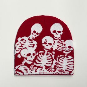 Halloween Party Funny Horror Knitted Jacquard Hat (Option: Red-Free Size)