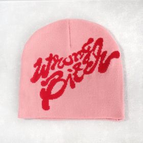 Men's And Women's Fashion Casual Letters Knitted Hat (Option: Pink-Free Size)