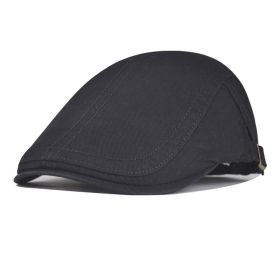 Men's And Women's Fashion Simple Pure Color All-matching Retro Hat (Option: Black-Adjustable)