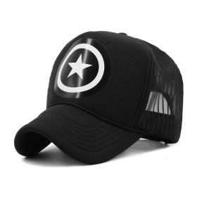 High Fashion Letter Print Embroidery Mesh Cap Korean Style (Option: Five Pointed Star Circle Black-Adjustable)