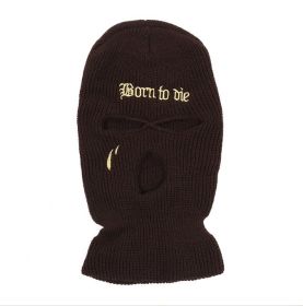 Fashion Embroidery Three-hole Woolen Knitted Hat (Option: Coffee-Free Size)