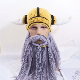 Funny Bearded Hat Knitted Wansheng Funny (Option: Gray-Free Size)