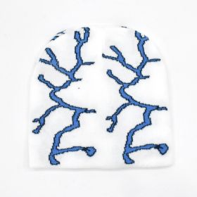 Black And White Butterfly Sweet Cool Style Knitted Hat (Option: White And Blue Lightning-Free Size)