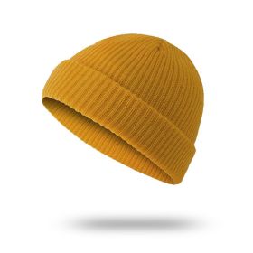 Knitted Korean Wool Hip-hop Street Yupi Toe Cap Beanie Hat (Option: Ginger Yellow-Free Size Elastic)