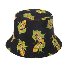 Outdoor Double-sided Wear Bucket Hat Corn Eggplant Pepper Printing Sun-shade Fisherman Hat (Option: A-58cm)