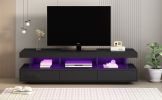Modern LED TV Stand for 70 inch TV with Shelves and Storage Drawers Modern, Entertainment Center, White Tabletop High Glossy TV Stand for living Room
